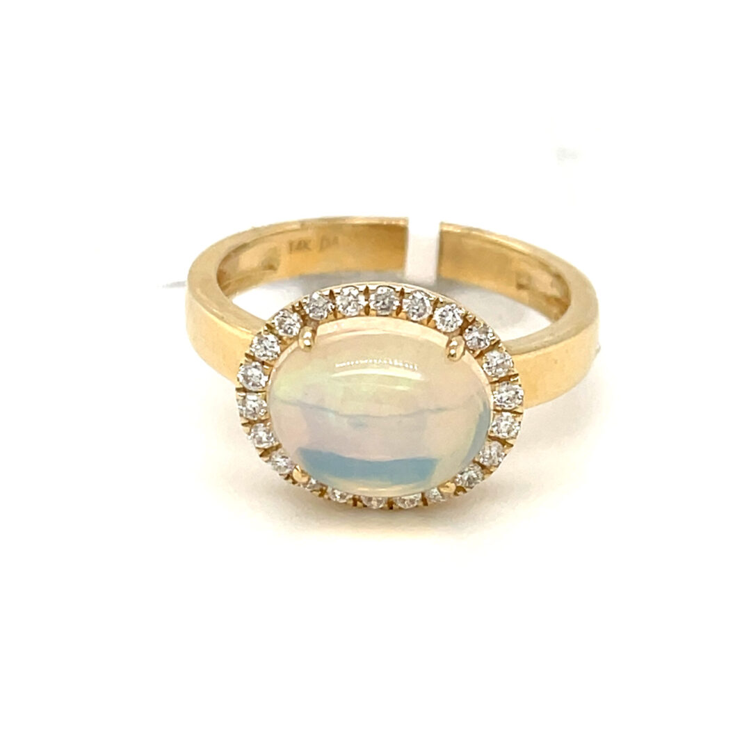 Diamond studded moonstone ring